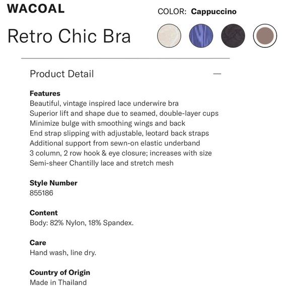 WACOAL STYLE 855186 CAPPUCCINO BROWN FLORAL LACE RETRO CHIC UNLINED BRA 34DD 34E - Picture 2 of 12